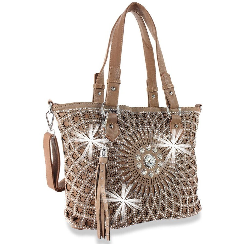 Women Large Tote Top Handle Shoulder Bags Bling Design Layered Shopper Tote
